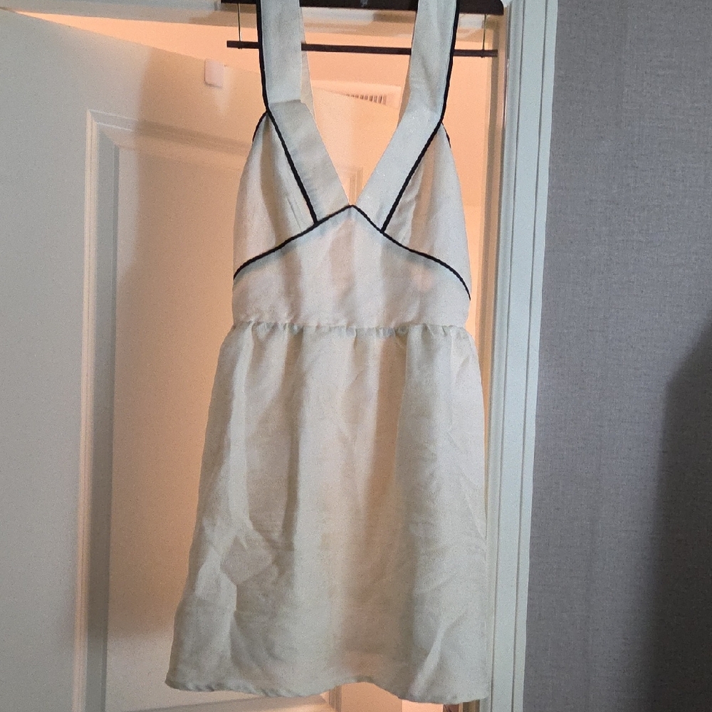 H&M Cream Mini Dress with Black Trim
